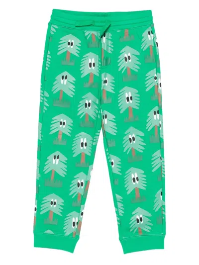 Stella Mccartney Kids' Tree-print Drawstring Trousers In Green