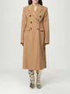 Stella Mccartney Wool Coat With Back Vent And Double-breasted Front In Brown