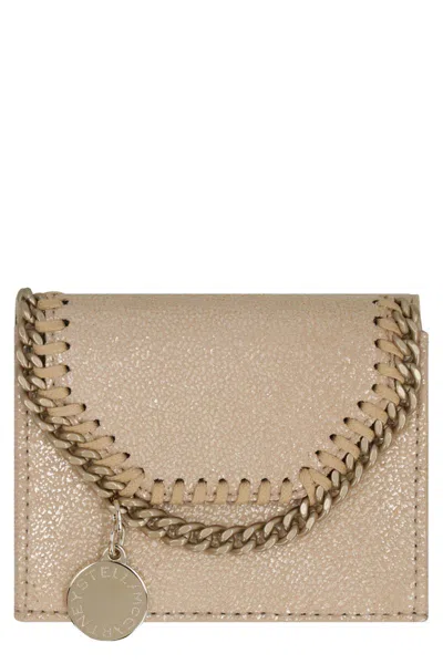 Stella Mccartney Tri-fold Falabella Wallet In Gold