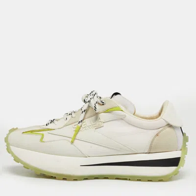 Pre-owned Stella Mccartney Tricolor Canvas And Faux Leather Eclypse Lace Up Sneakers Size 40 In White