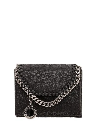 Stella Mccartney Trifold Mini Portasheet Wallet With Paint Detail In Black
