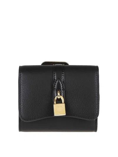 Stella Mccartney Trifold Wallet Embossed Grainy Eco In Black