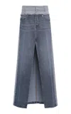 Stella Mccartney Trouser-waist Denim Maxi Skirt In Gray