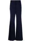 Stella Mccartney High Waist Flannel Trousers With Wide Leg In Blue