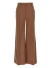 Stella Mccartney Wool Trousers With Wide Leg And Front Crease In Brown