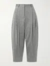 Stella Mccartney Cropped Pleated Pinstriped Wool-blend Twill Tapered Pants In Gray