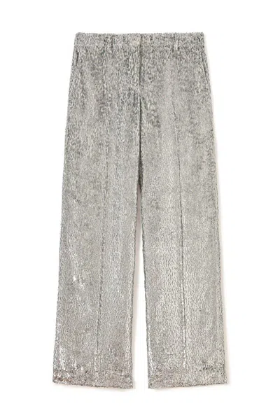 Stella Mccartney Elegant Silk-blend Trousers For Women In Silver