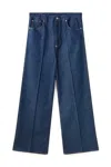 Stella Mccartney Centre-pleat Denim Tailored Trousers In Multicolor
