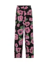 Stella Mccartney Wide-leg Trousers With Poppy Floral Pattern In Pink/black