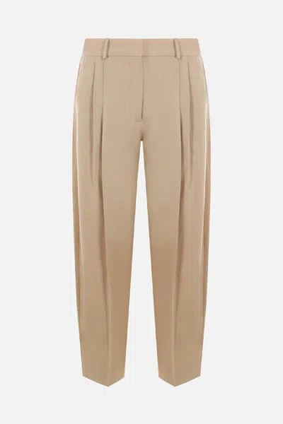 Stella Mccartney Cropped Pleated Trousers In Sand