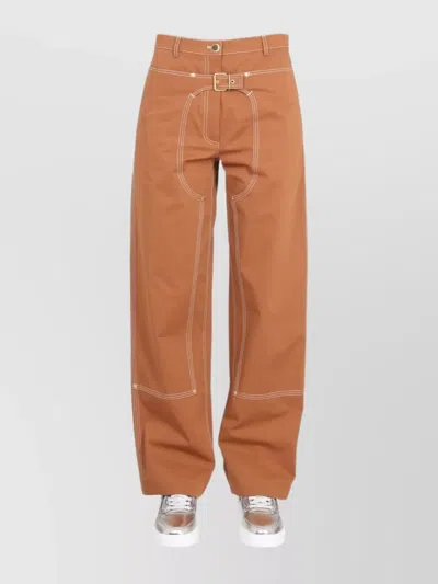 Stella Mccartney Trousers With Buckle And Pockets In Brown