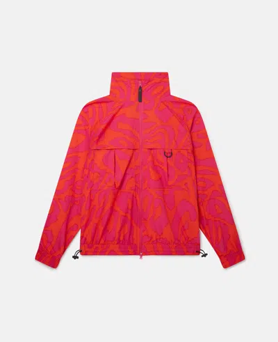 Stella Mccartney Truecasuals Leopard Print Woven Track Jacket In Active Orange/real Magenta