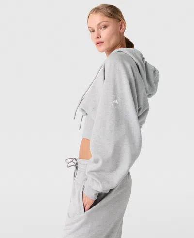 Stella Mccartney Truelife Cropped Hoodie In Gray