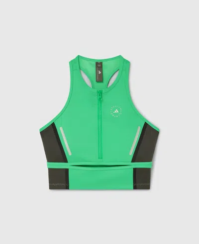 Stella Mccartney Truelife High-neck Crop Top In Bright Green/carbon Black