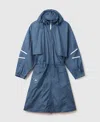 Stella Mccartney Truelife Long Parka Jacket In Deep Sea Blue