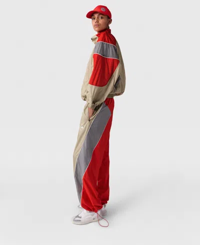 Stella Mccartney Truelife Woven Track Jacket In Desert Sand Beige/active Red