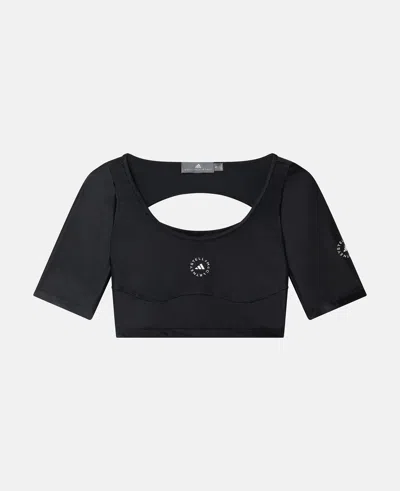 Stella Mccartney Truepurpose Scoop Neck Crop Top In Black