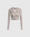 Stella Mccartney Truepurpose Training Snake Print Long-sleeve Cropped Top In Animal Print