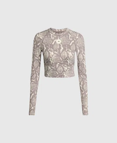 Stella Mccartney Truepurpose Training Snake Print Long-sleeve Cropped Top