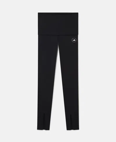 Stella Mccartney Truestrength Split Cuff Yoga Leggings In Black