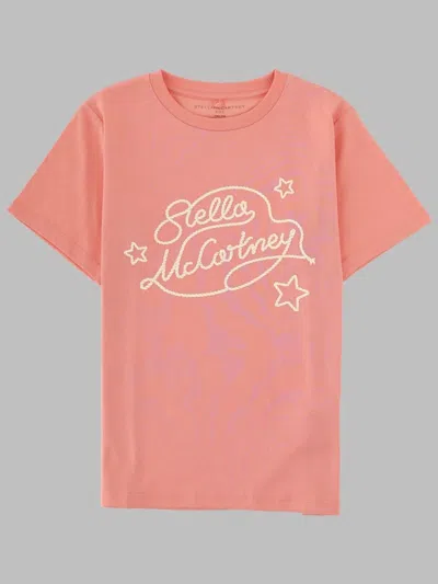 Stella Mccartney Logo-embroidered T-shirt In Pink
