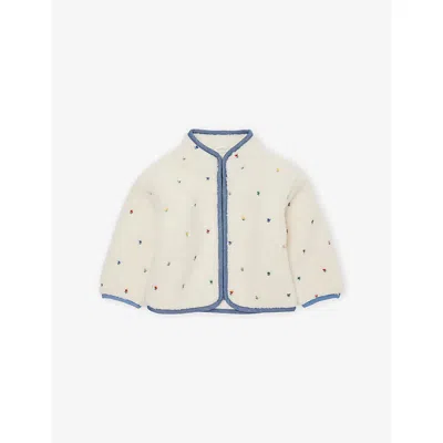 Stella Mccartney Babies' Avorio/embroidery Tulip Embroidered Woven Jacket 6-3 In Neutral