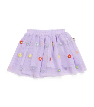Stella Mccartney Kids' Tulle Flower-embroidered Skirt In Purple