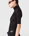Stella Mccartney Turtleneck Lace 3/4 Sleeve Top In Black