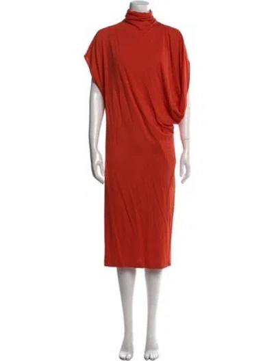 Pre-owned Stella Mccartney Turtleneck Midi Length Dress In Orange