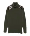 Stella Mccartney Panelled Frayed-hem Sweater In Green
