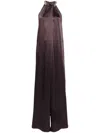 STELLA MCCARTNEY LONG JUMPSUIT IN GLOSSY VISCOSE BLEND WITH CHAIN DETAIL AT THE NECKLINE