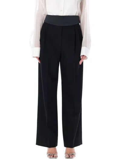 Stella Mccartney Festive Cummerbund Wool Wide-leg Pants In Black