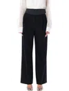Stella Mccartney Festive Cummerbund Wool Wide-leg Pants In Black