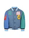 Stella Mccartney Denim Bomber Jacket For Boy With Embroidery In Multi