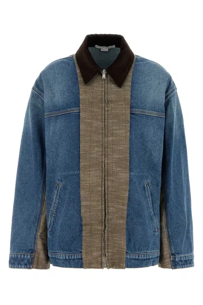 Stella Mccartney Tweed And Denim Jacket In Blue