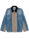 Stella Mccartney Oversized Tweed-paneled Denim Jacket In Blue