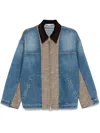Stella Mccartney Oversized Tweed-paneled Denim Jacket In Vintage Blue Denim
