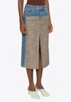 Stella Mccartney Tweed Denim Midi Skirt In Blue