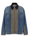 Stella Mccartney Oversized Tweed-paneled Denim Jacket In Multicolor