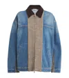 Stella Mccartney Oversized Tweed-paneled Denim Jacket In Blue