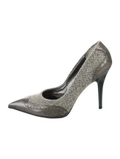 Pre-owned Stella Mccartney Tweed Tweed Pattern Pumps In Green