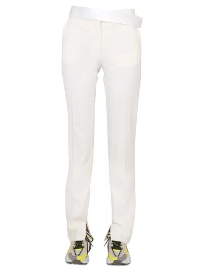 Stella Mccartney Satin-trimmed Twill Straight-leg Pants In Ecru