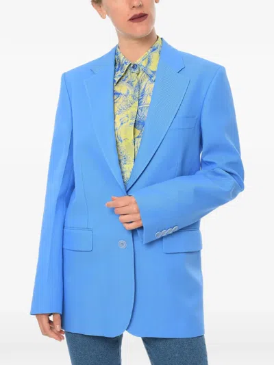 Stella Mccartney Twill Blazer With Flap Pockets In Blue