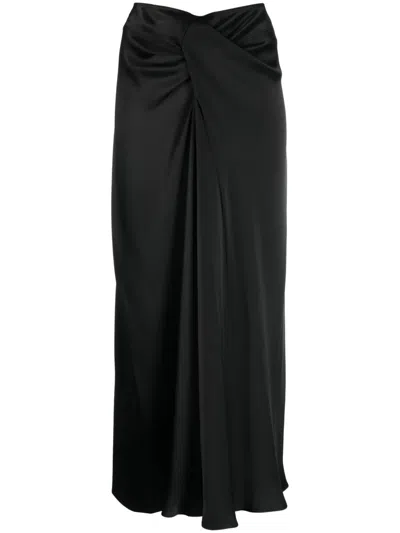 Stella Mccartney Twist-detail Draped Midi Skirt In Schwarz