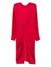 Stella Mccartney Satin Midi Dress Draped Front In Red