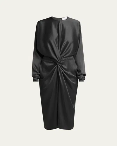 Stella Mccartney Twist-front Satin Dress In Black