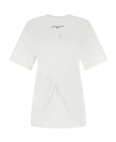 Stella Mccartney Twist Logo Printed Crewneck T-shirt In White