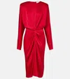 Stella Mccartney Satin Midi Dress Draped Front In Red