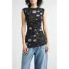 Stella Mccartney Twisted Floral Mesh Top In Multi
