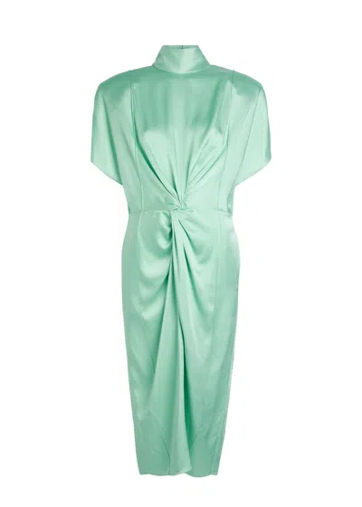 Stella Mccartney Twisted Satin Midi Dress In Green
